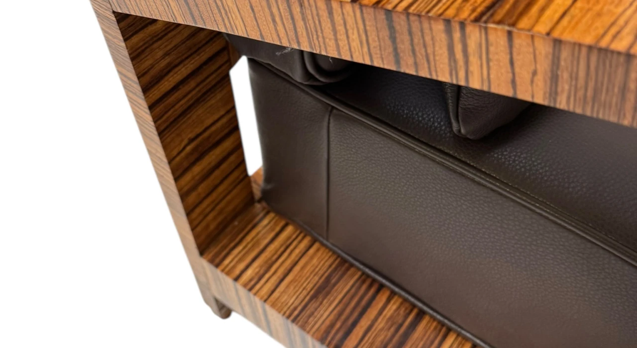 Two Art Deco Lounge Chairs with Leather Cushions France, 1930s